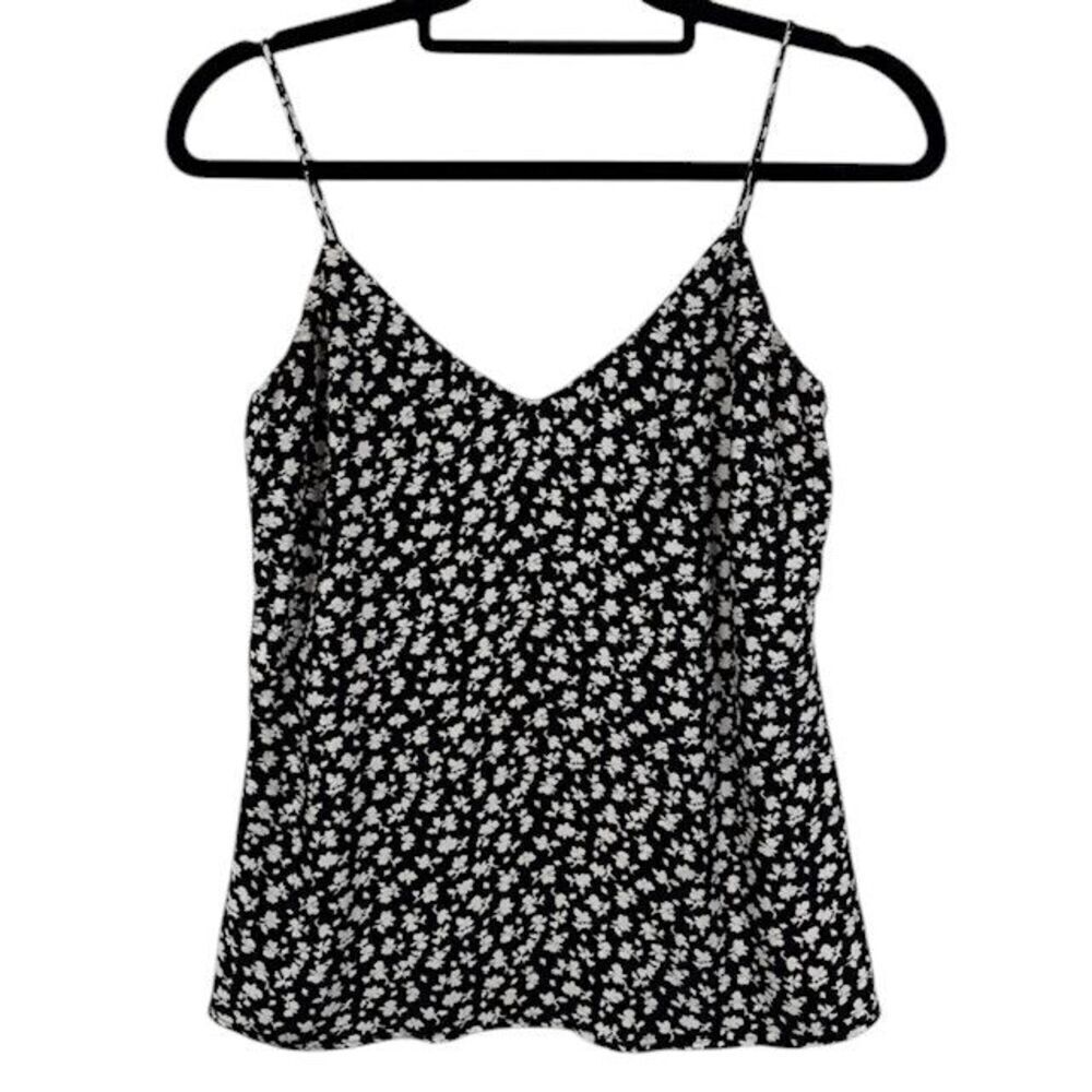 Something Navy Black and White Floral Cami Top Tank‎ Spaghetti Straps Size XXS
